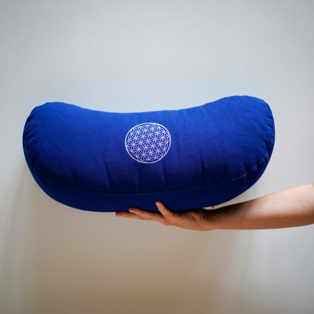 Coussin de méditation bleu Fleur de Vie
